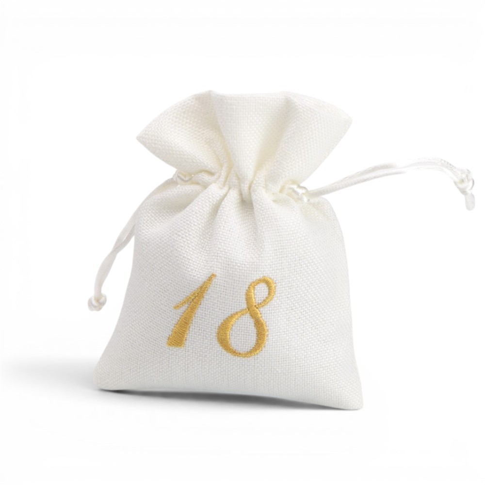 SACCHETTO RICAMATO 18ANNI ORO